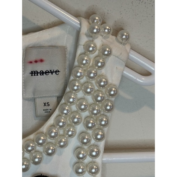 Maeve‎  Womens Extra Small Floral Pearl Sleeveless Embellished Shift Mini Dress - Picture 4 of 16